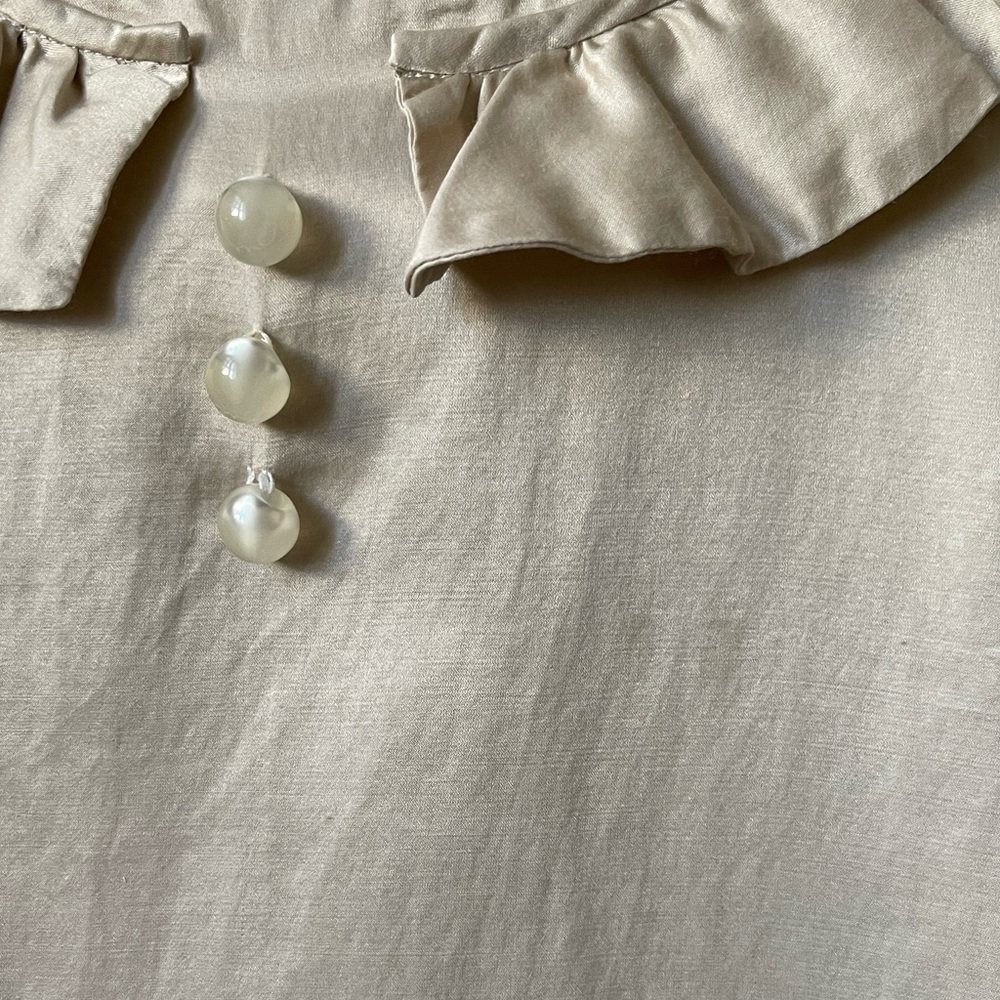 Marie Chantal Cream Silky Dress with Ruffles - Size 6 - Picture 6 of 16